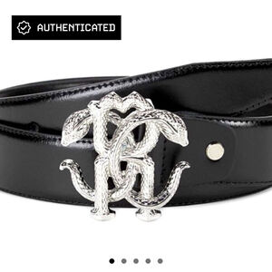 🔥 RARE Roberto Cavalli Snake Buckle Belt | Black Leather | Gothic Luxury 🔥